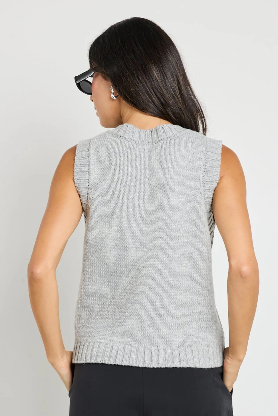 STORIES BE TOLD Stamp Grey Marle Crew Neck Vest