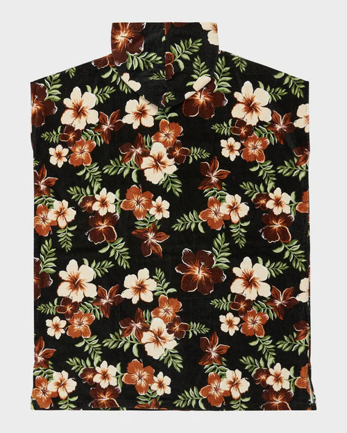 ROXY Womens Stay Magical Printed Hooded Towel Black Floral
