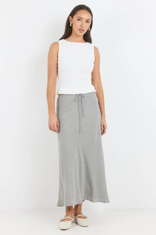 AMONG THE BRAVE Summit Mini Gingham Tie Waist Bias Cut Skirt