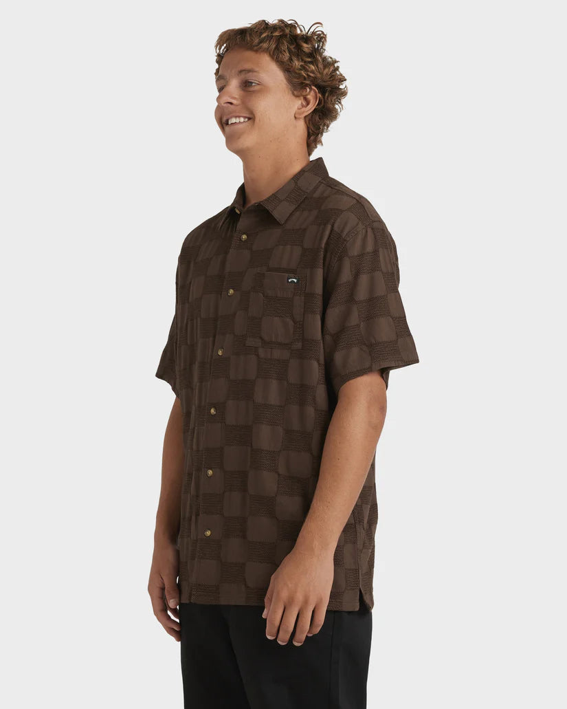 BILLABONG Sundays Jaquard Short Sleeve Shirt Chocolate