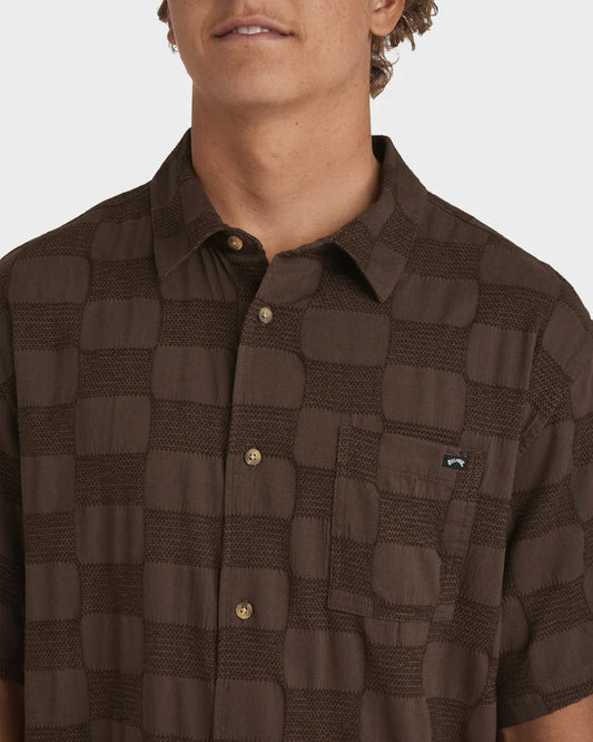 BILLABONG Sundays Jaquard Short Sleeve Shirt Chocolate