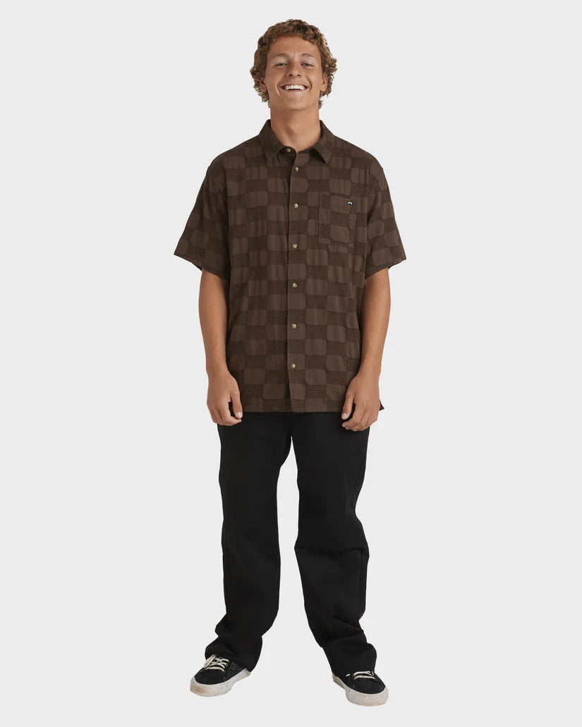 BILLABONG Sundays Jaquard Short Sleeve Shirt Chocolate