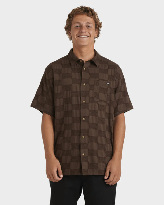 BILLABONG Sundays Jaquard Short Sleeve Shirt Chocolate