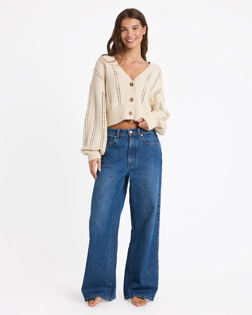 ROXY Sunlaced Cardigan Parchment