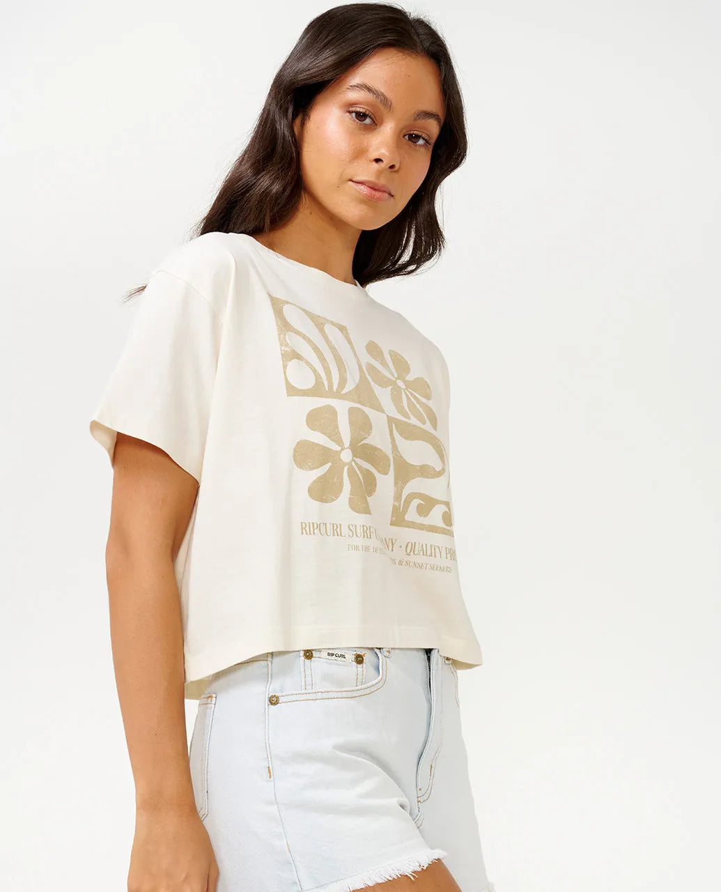 Rip Curl Sunset Seeker Crop Tee Bone White