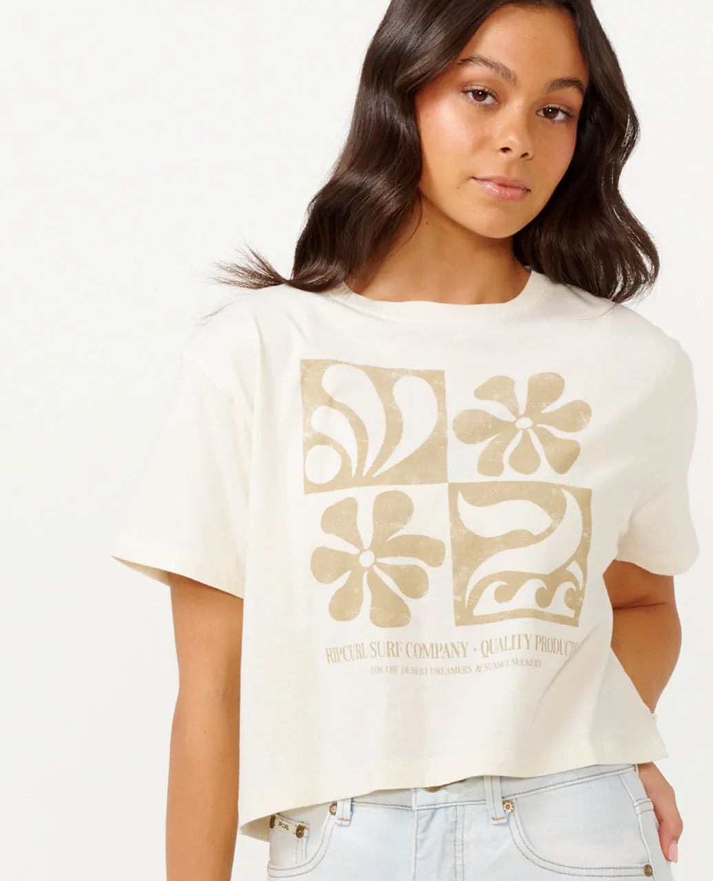 Rip Curl Sunset Seeker Crop Tee Bone White