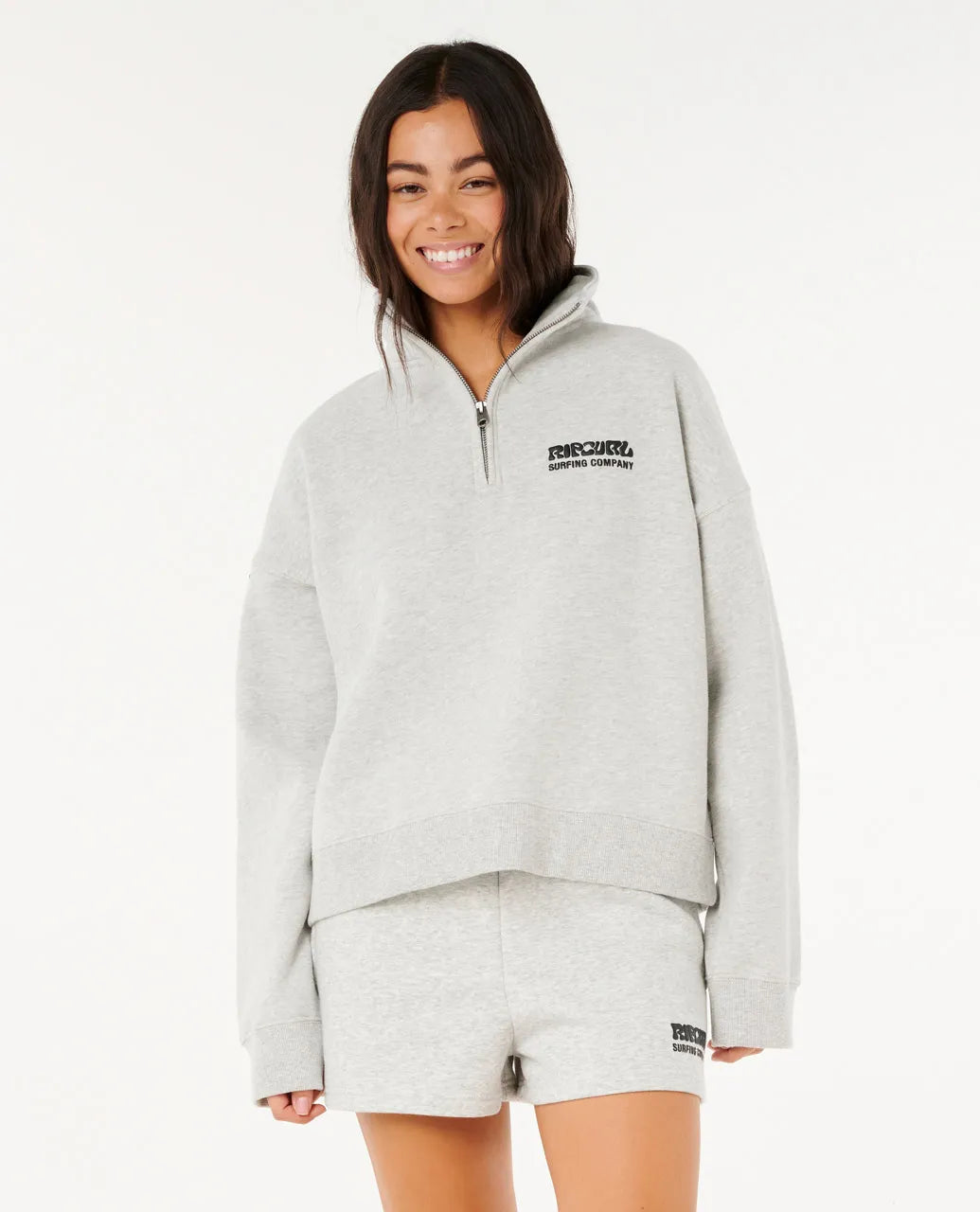 RIP CURL Surf Puff 1/4 Zip Pullover Greymarle