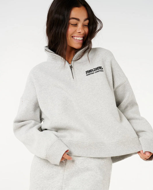 RIP CURL Surf Puff 1/4 Zip Pullover Greymarle