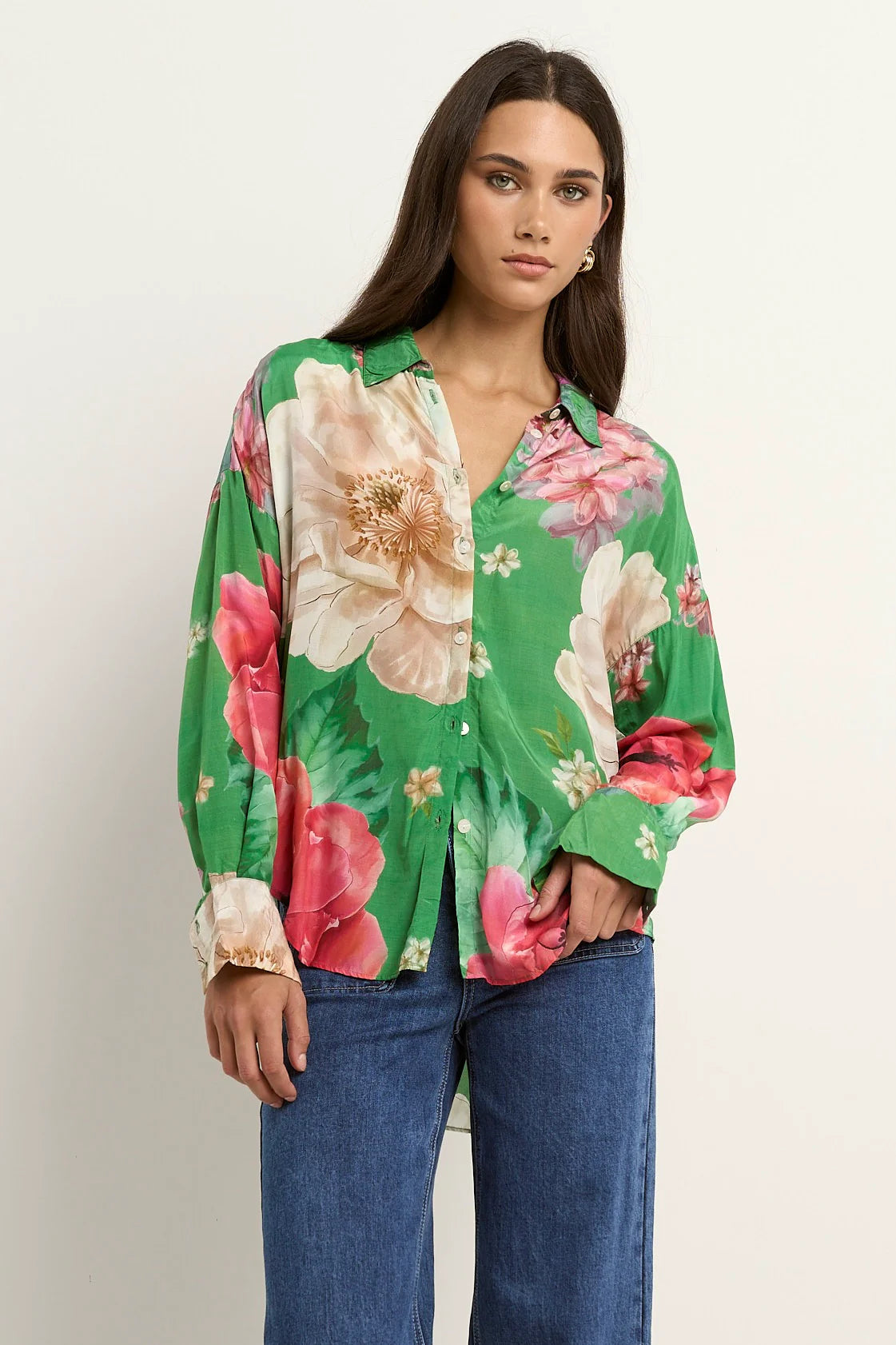 GEORGIA-MAE Swipe Floral Oversized Shirt Apple