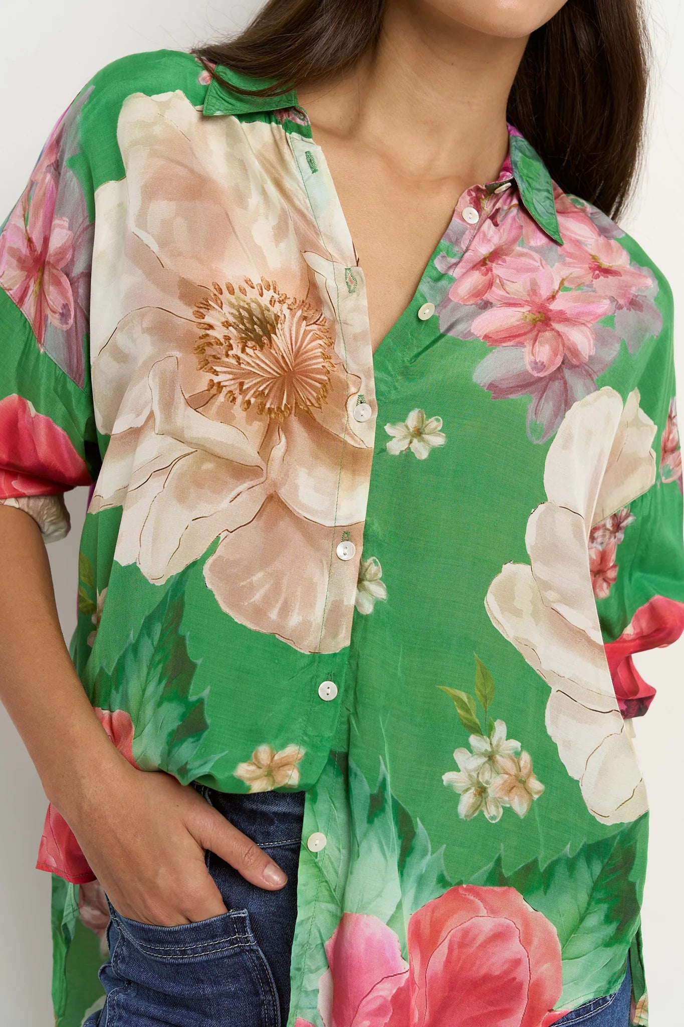 GEORGIA-MAE Swipe Floral Oversized Shirt Apple