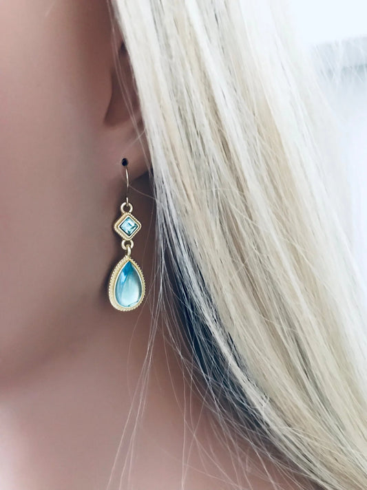 TWIGG JEWELLERY Telow Aquamarine Drop Earrings