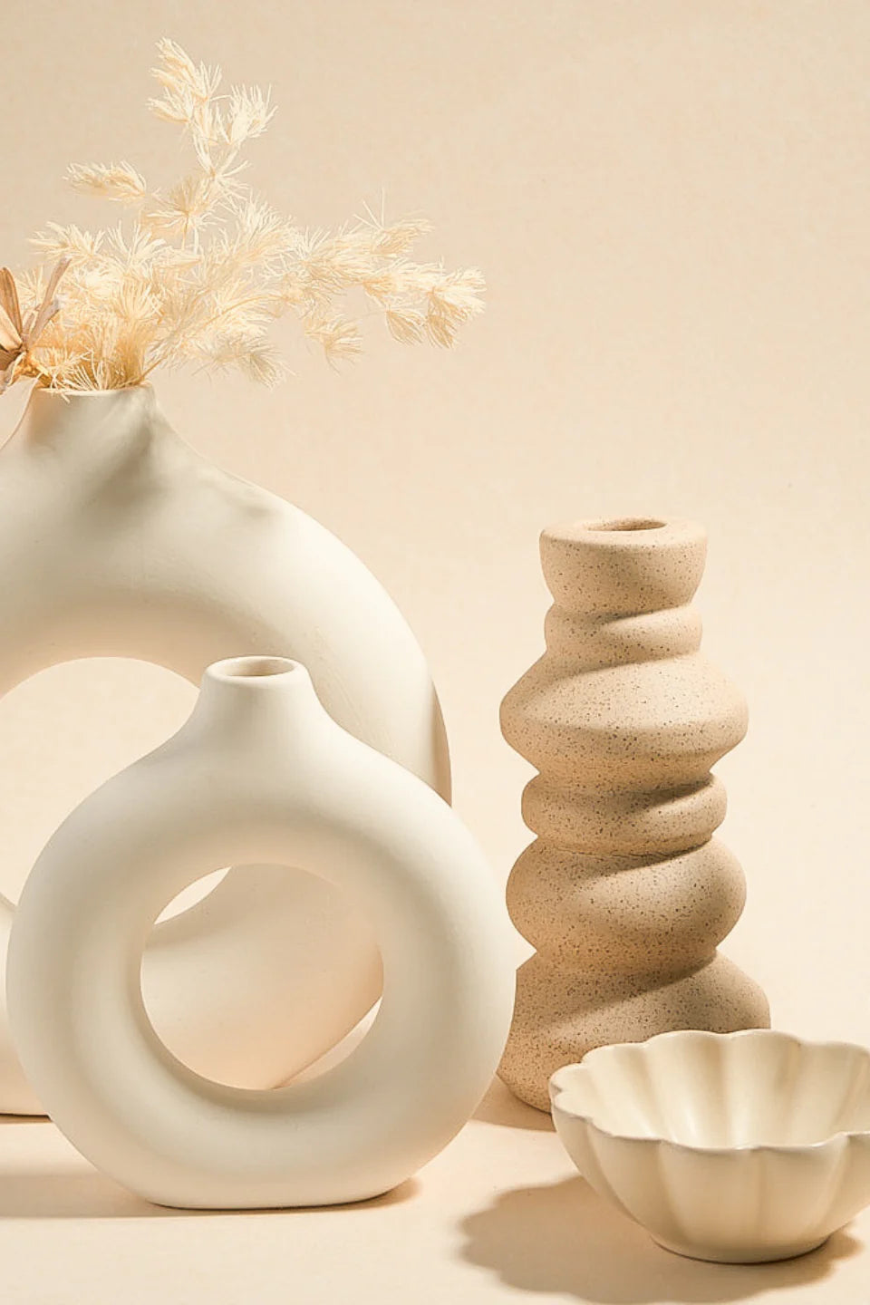 HAYZ HOMEWARES Stone Speckle Stacked Candle Holder