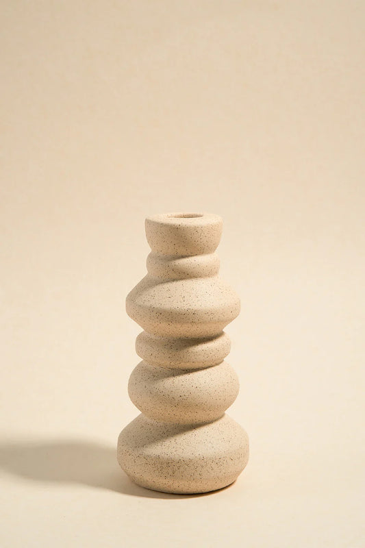 HAYZ HOMEWARES Stone Speckle Stacked Candle Holder
