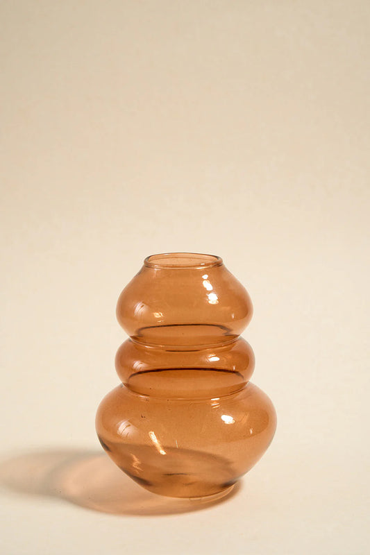 FLO'S HOME Triple Flat Bubble Brown 13cm Vase