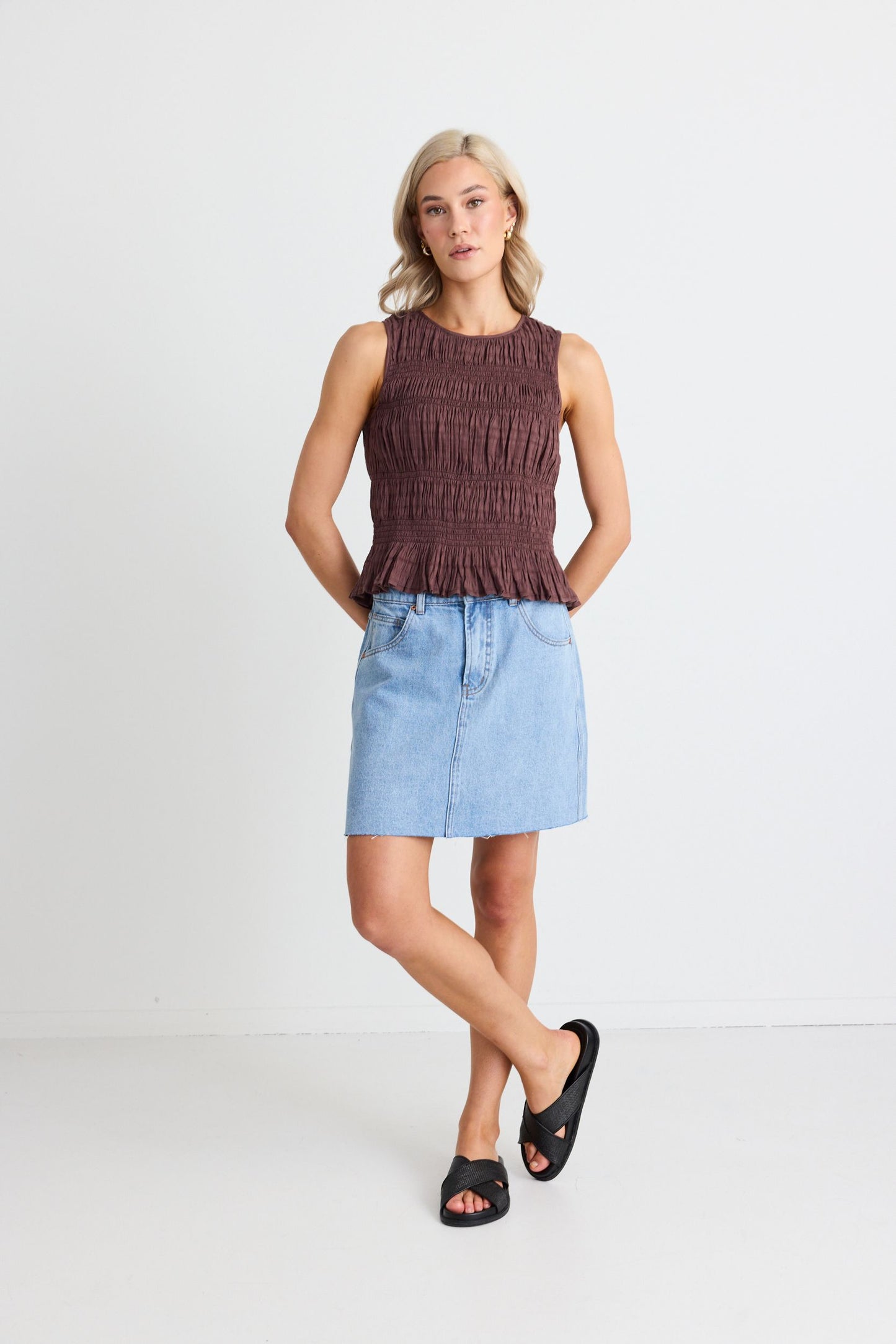IVY+JACK Tuscany Shirred Top Chocolate