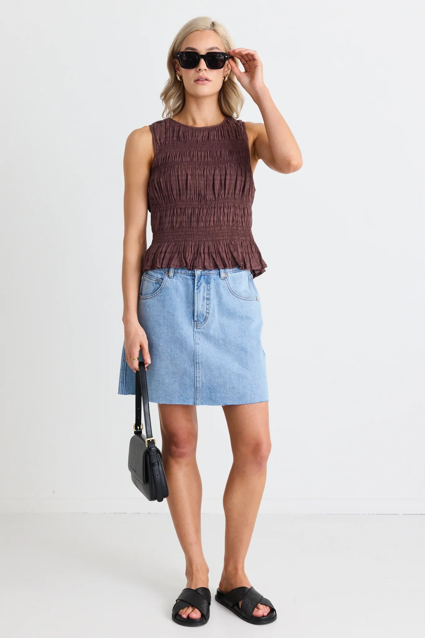 IVY+JACK Tuscany Shirred Top Chocolate