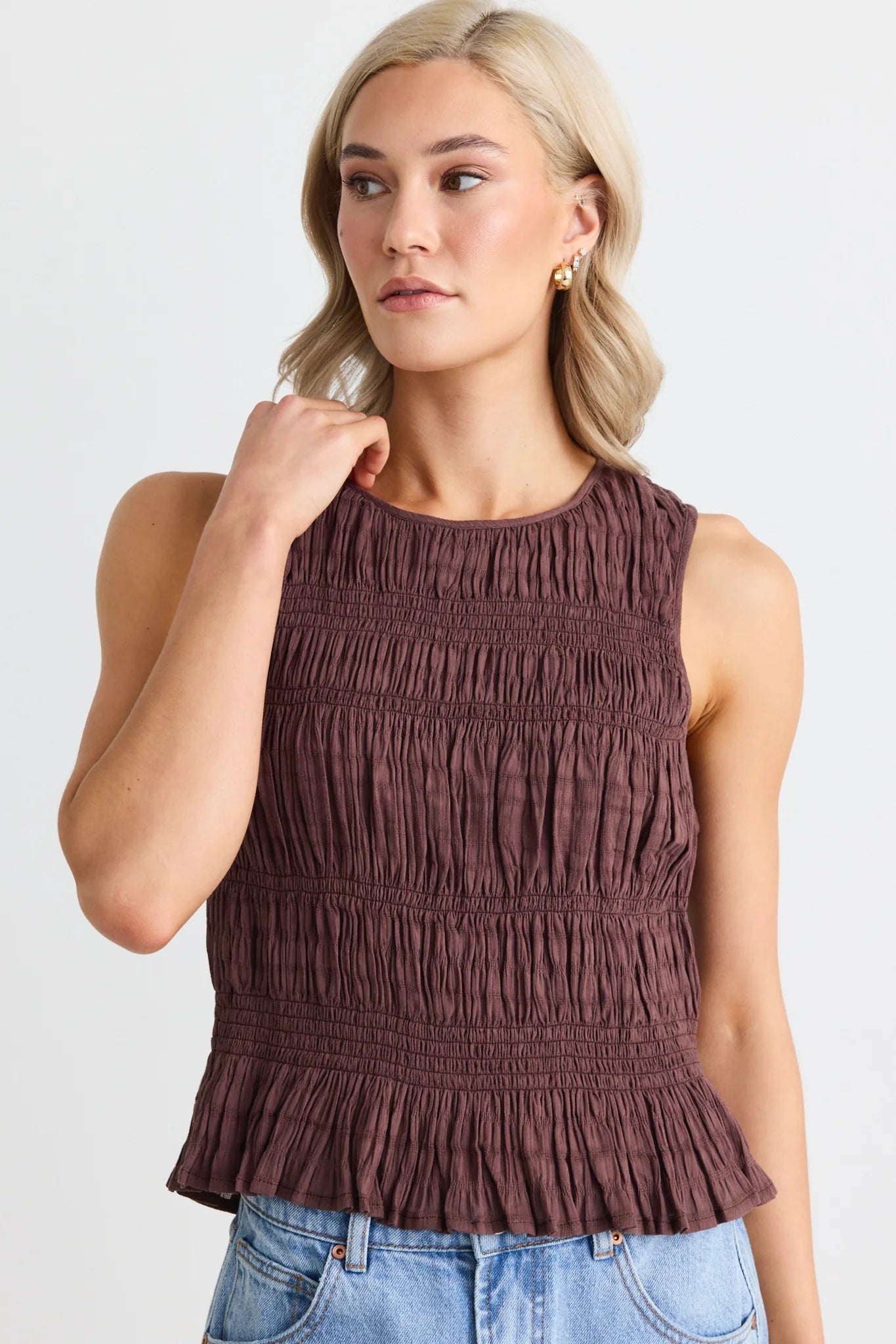 IVY+JACK Tuscany Shirred Top Chocolate