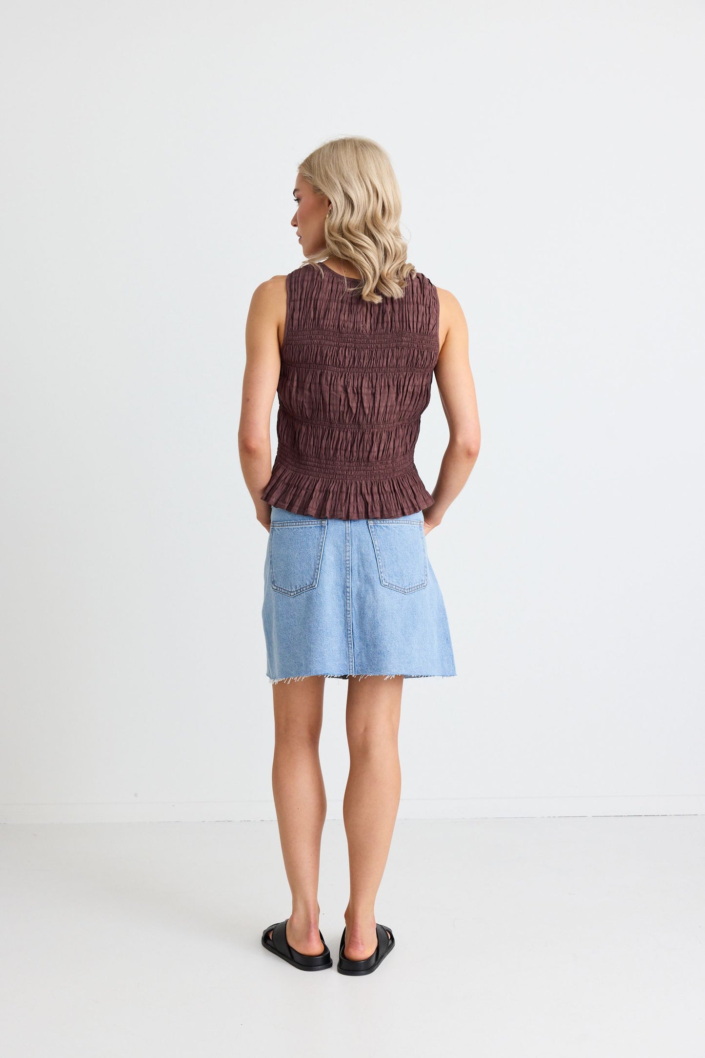 IVY+JACK Tuscany Shirred Top Chocolate