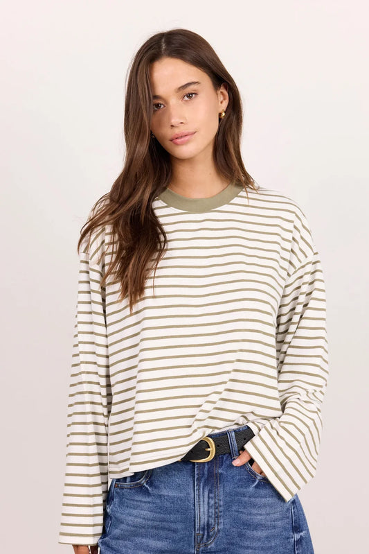 STORIES BE TOLD Unite Khaki Stripe Long Sleeve Tee