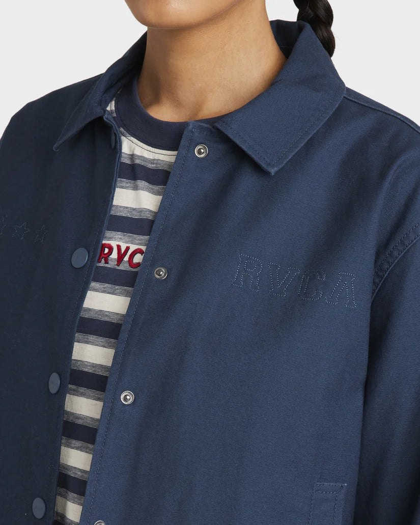 RVCA Twills Coaches Jacket Petrol Blue