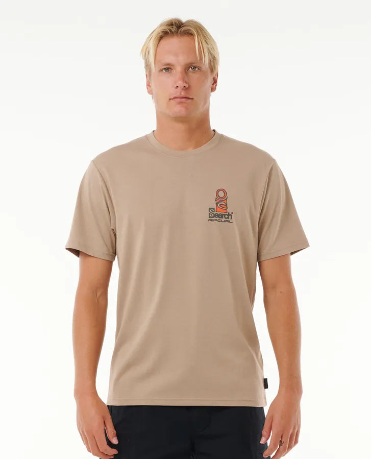 Rip Curl Vaporcool Search Stacked Tee Sand Dune