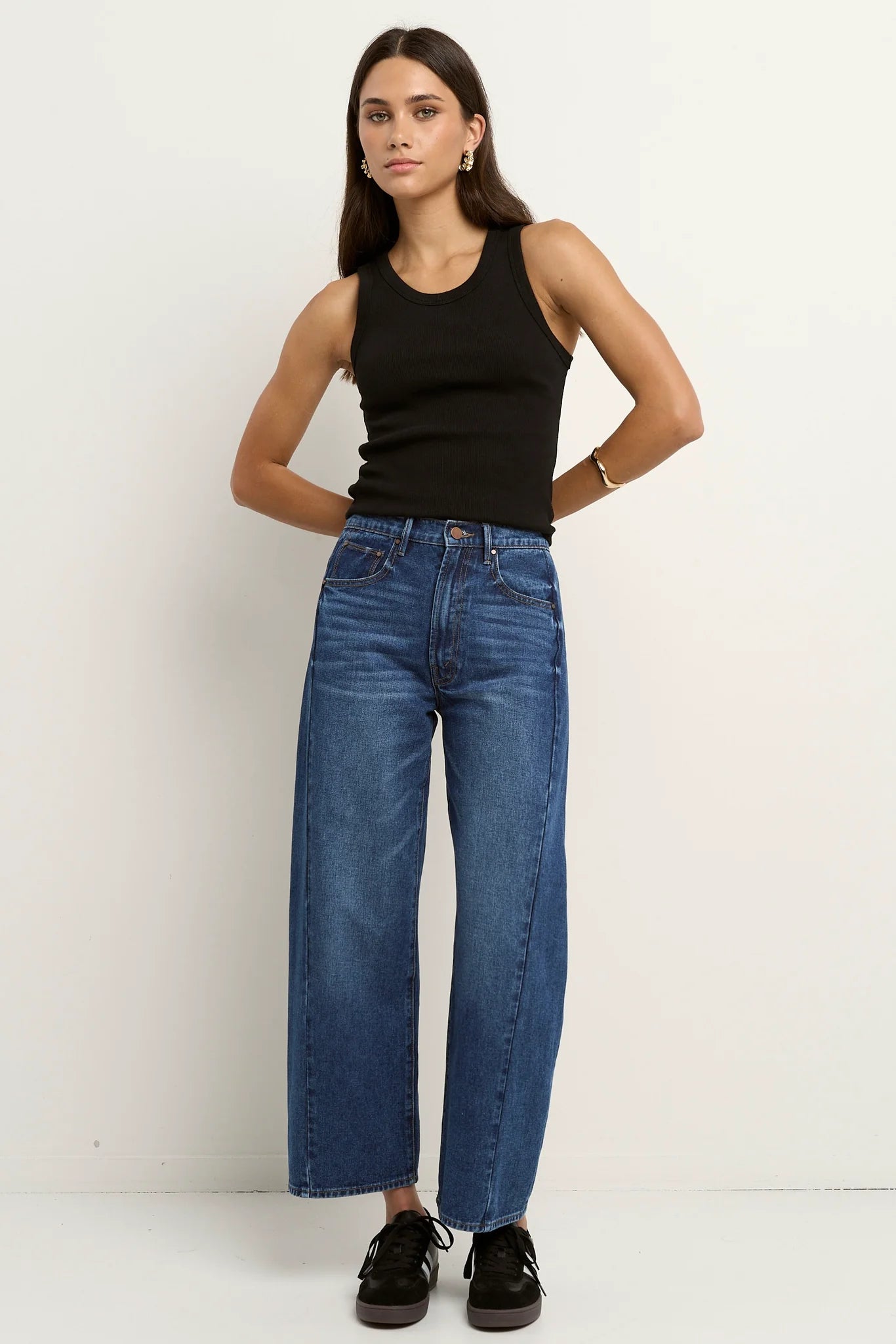 AMONG THE BRAVE Varsity Deep Blue Barrel Jean