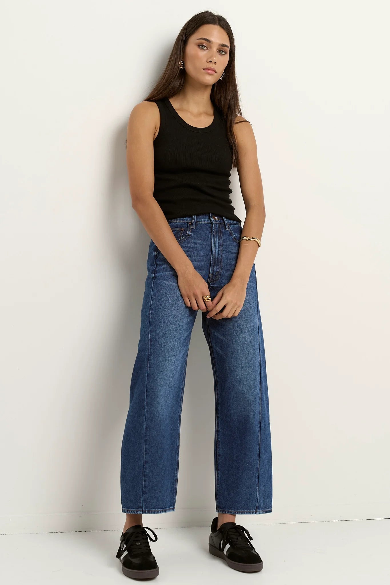 AMONG THE BRAVE Varsity Deep Blue Barrel Jean