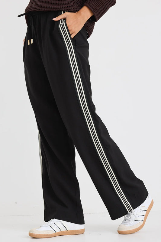 STORIES BE TOLD Vibe Black Jacquard Stripe Wide Leg Pants