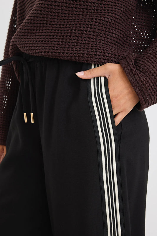 STORIES BE TOLD Vibe Black Jacquard Stripe Wide Leg Pants