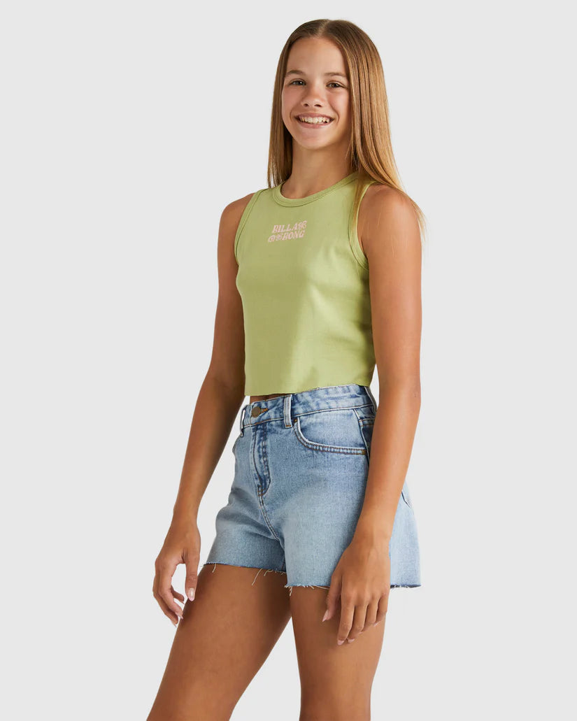 Billabong Wave N Flower Crop Singlet Girls 6 - 14