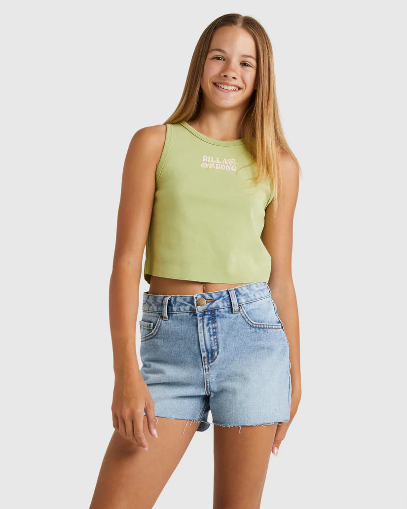 Billabong Wave N Flower Crop Singlet Girls 6 - 14