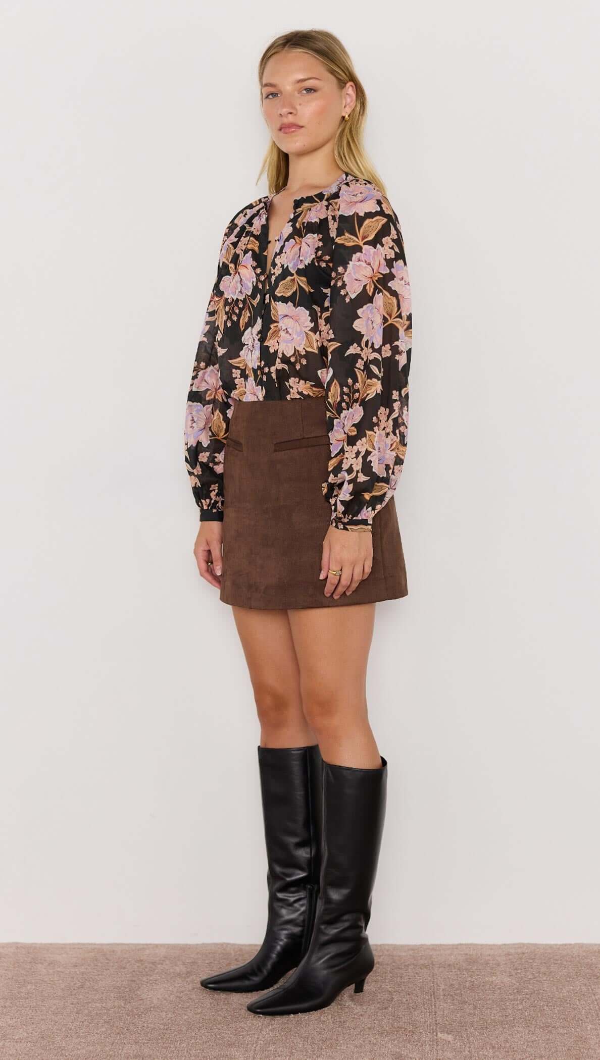 MINK PINK Willow Blouse Black Floral