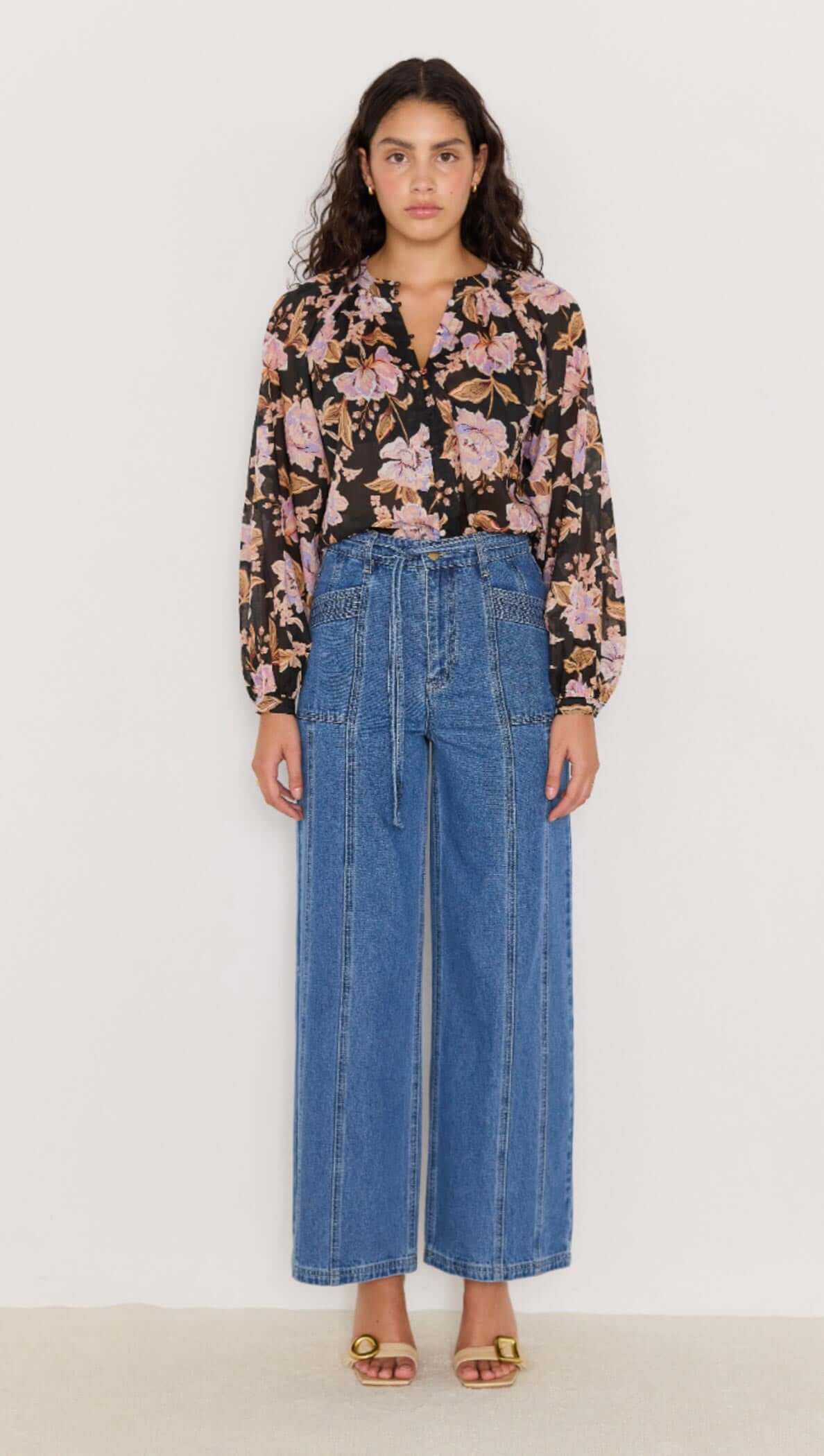 MINK PINK Willow Blouse Black Floral