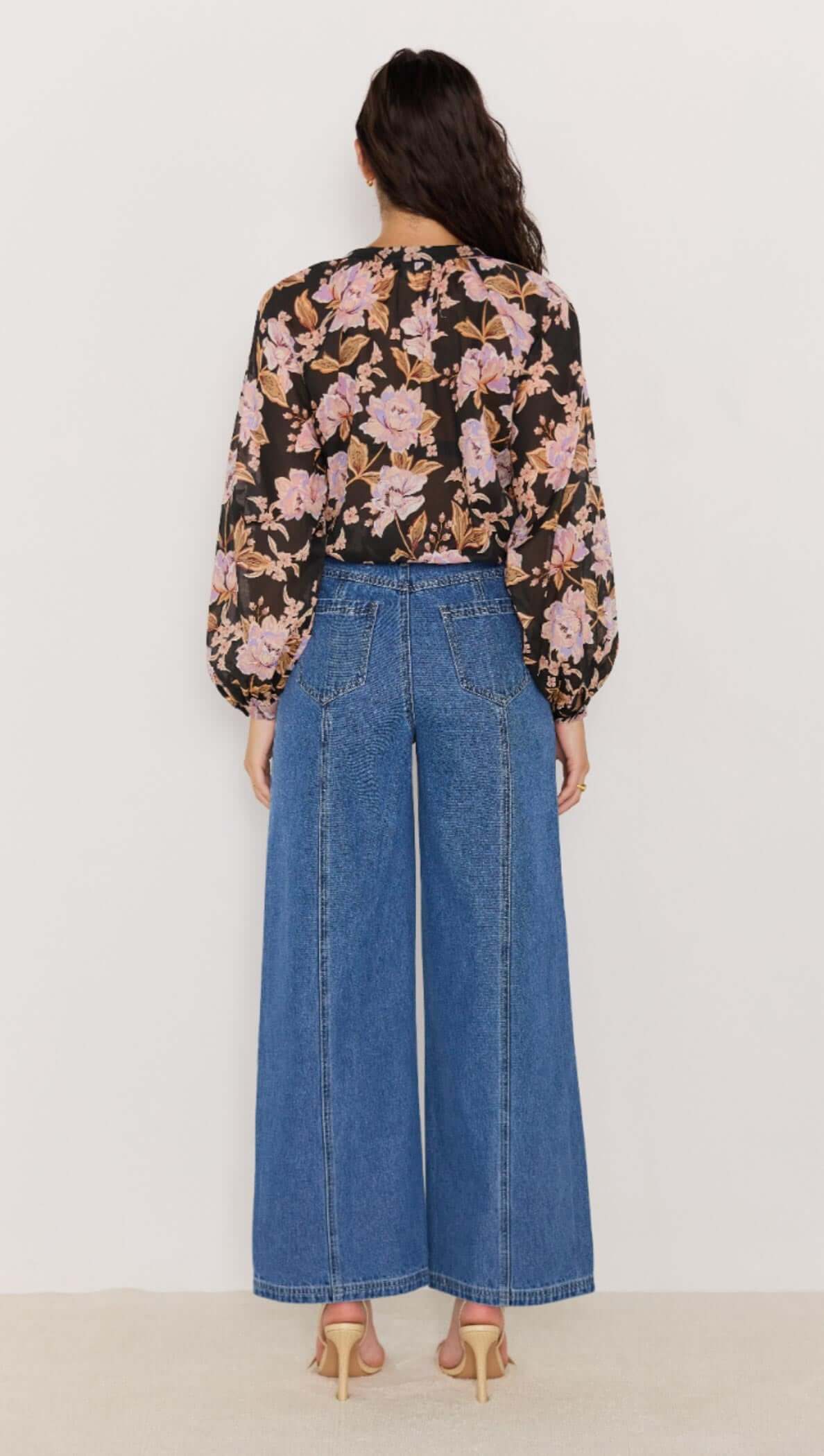 MINK PINK Willow Blouse Black Floral
