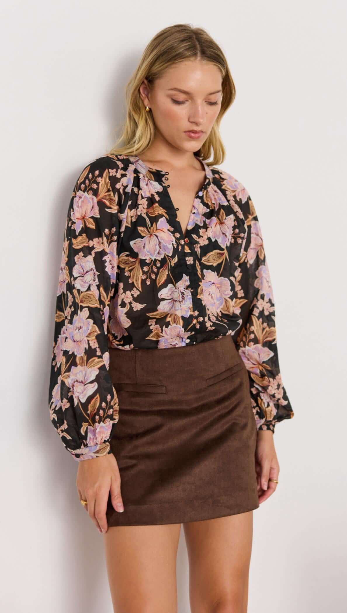 MINK PINK Willow Blouse Black Floral
