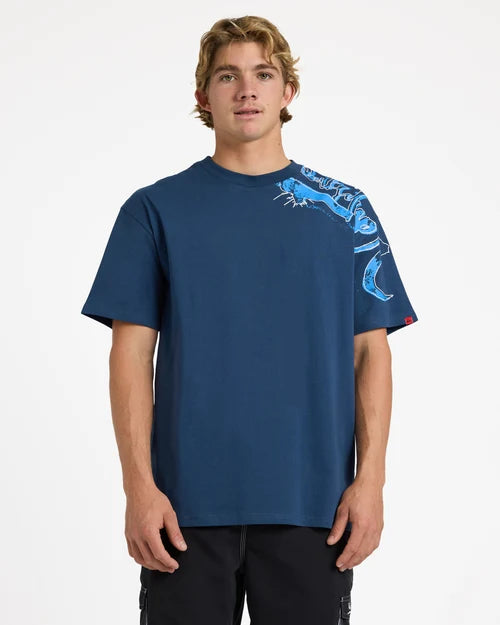QUIKSILVER Young Guns Scrawled Tee Dark Denim