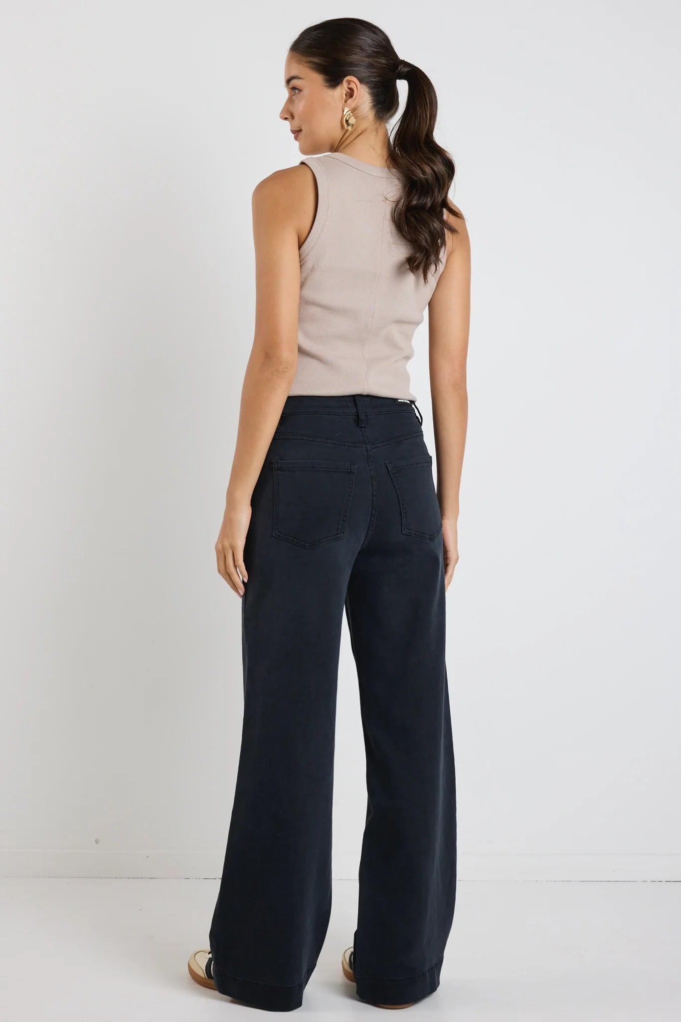 AMONG THE BRAVE Zoey Black Denim High Rise Wide Leg Pocket Jean