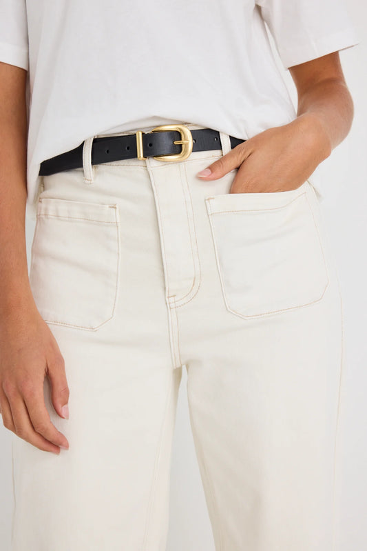 AMONG THE BRAVE Zoey Ecru Wide Leg Pocket Jean