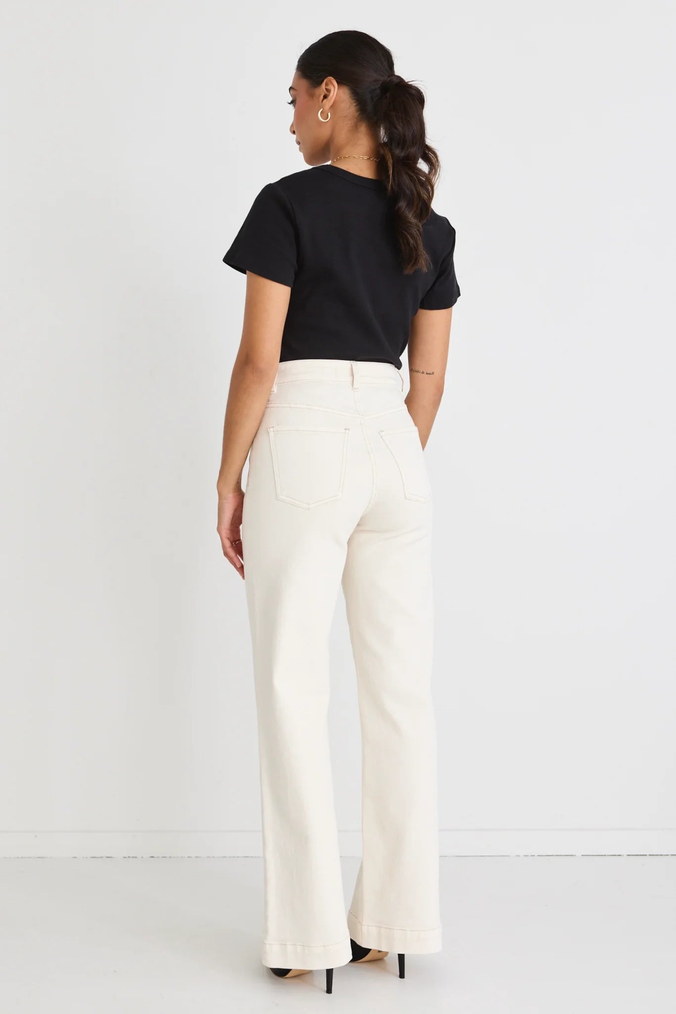 AMONG THE BRAVE Zoey Ecru Wide Leg Pocket Jean