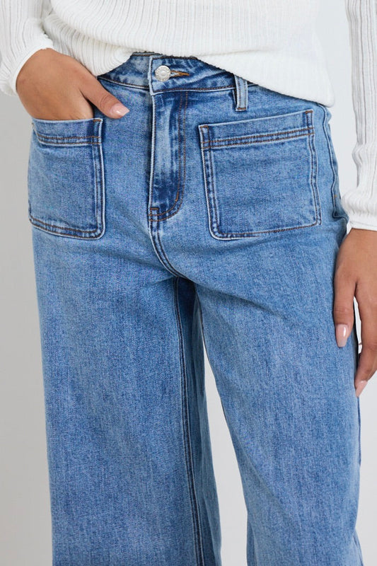 AMONG THE BRAVE Zoey Wide Leg Jean Signature Blue