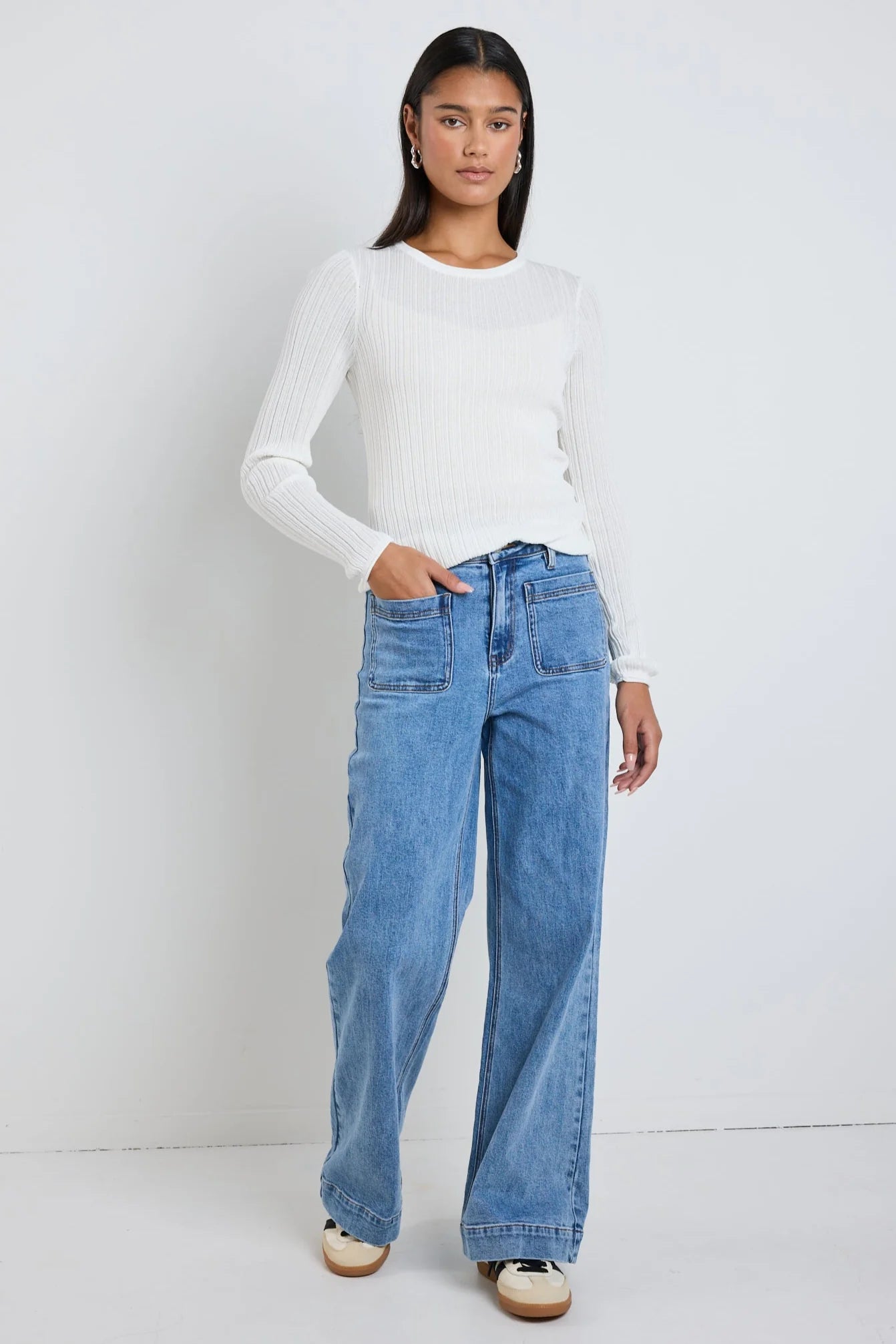 AMONG THE BRAVE Zoey Wide Leg Jean Signature Blue