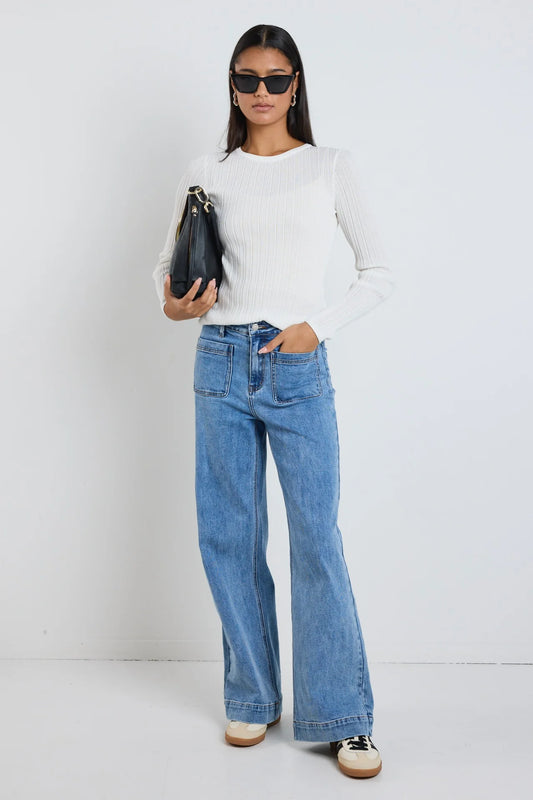 AMONG THE BRAVE Zoey Wide Leg Jean Signature Blue