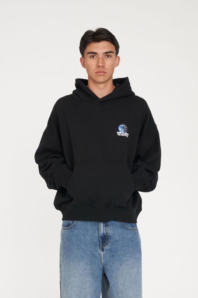 HUFFER Earther Sub Crop Hoodie Black