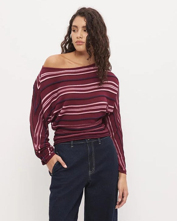 MON RENN Selena Knit Top Berry Stripe