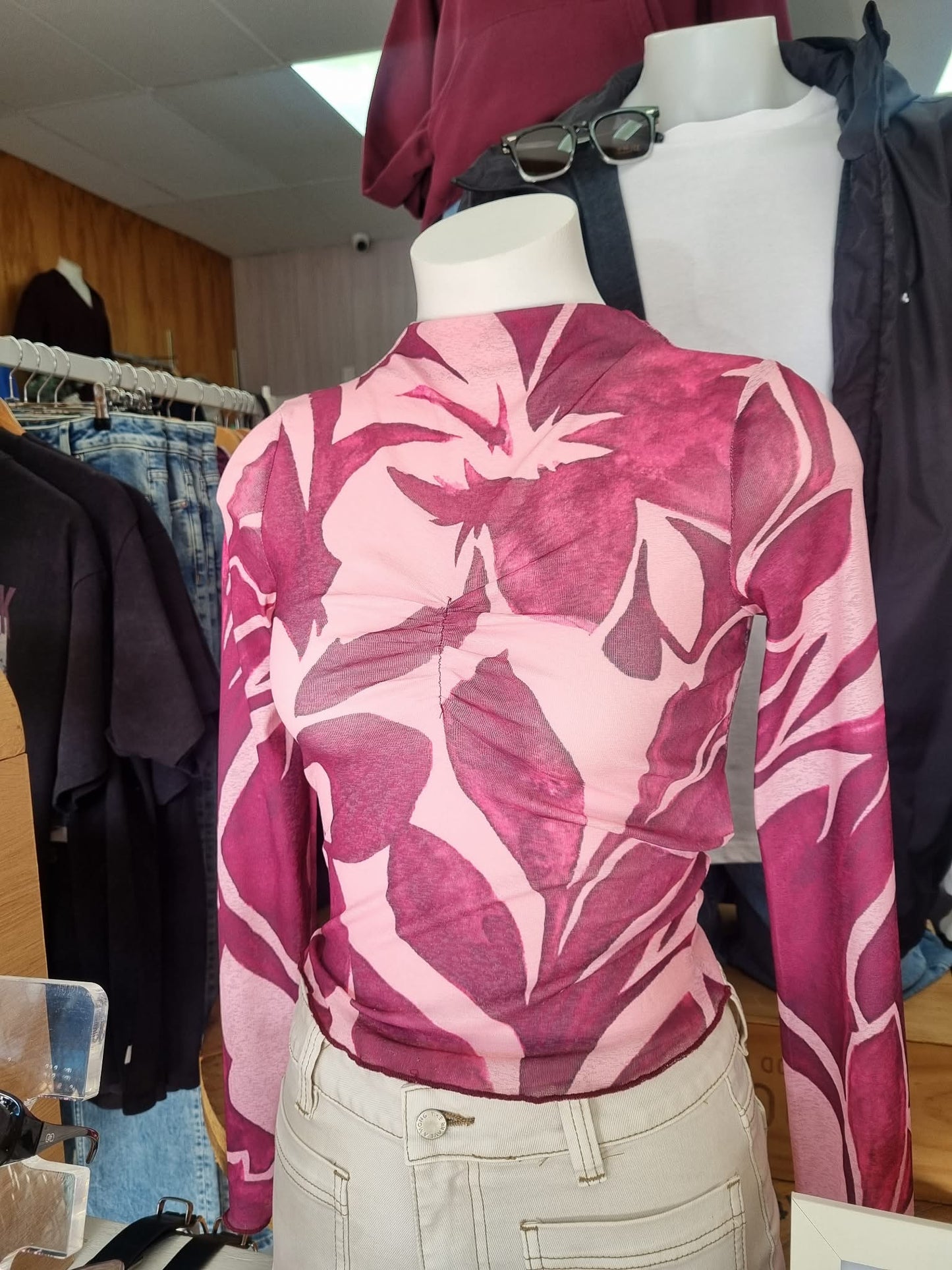 MON RENN Peta Mock Neck Painterly Floral