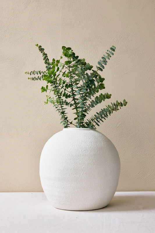WILLOW+MAE Matte White Textured Round Vase 28cm