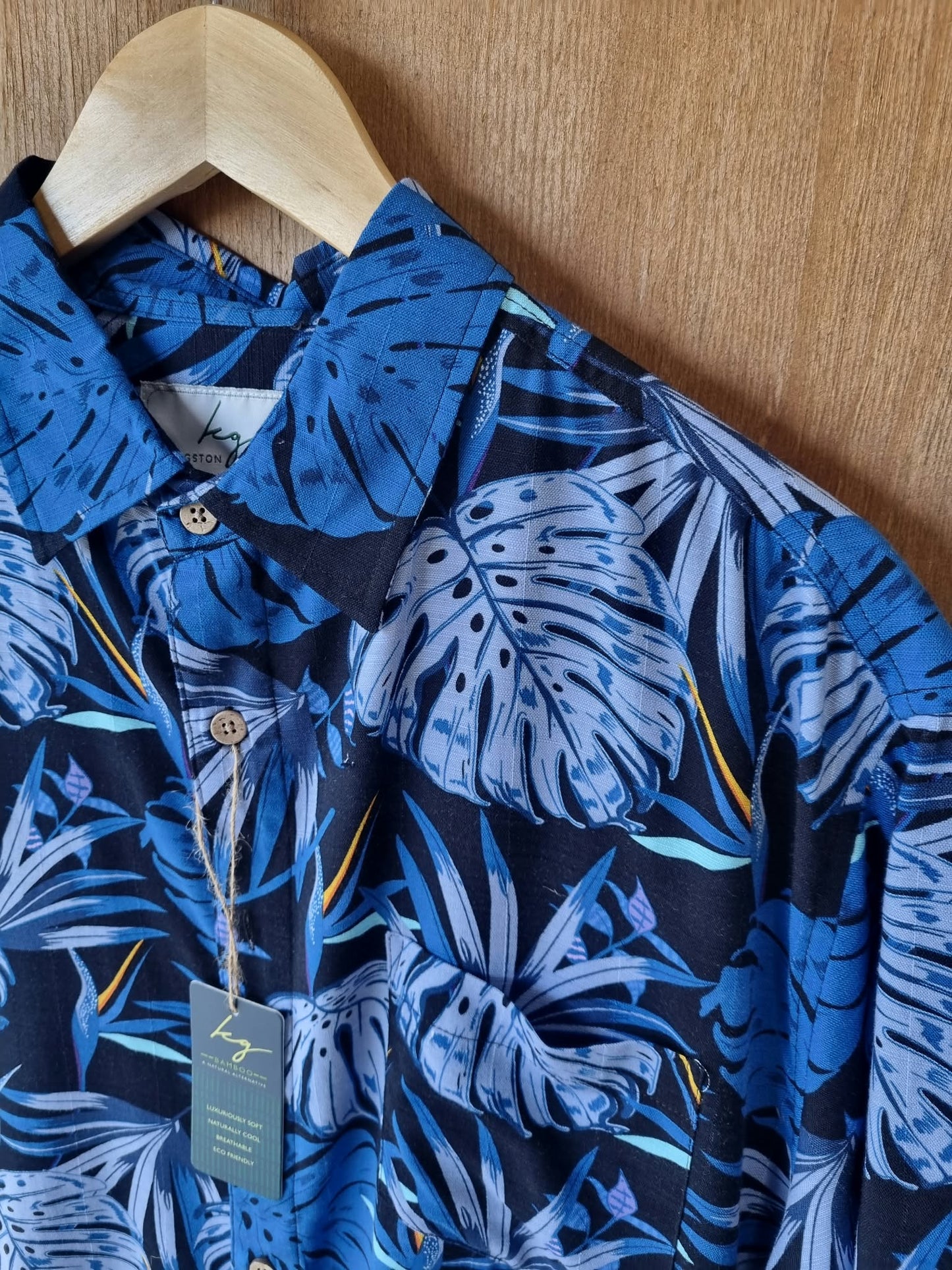 KINGSTON GRANGE Midnight Palms Bamboo Short Sleeve Shirt