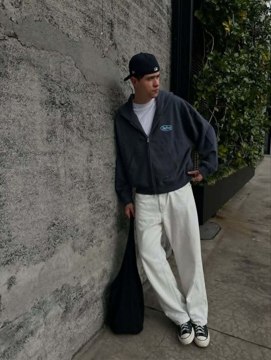HUFFER Sub Crop ZIp through Hood Asphalt