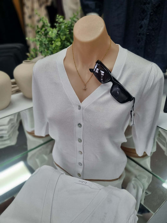 SEDUCE Naomi Knit Cardigan White