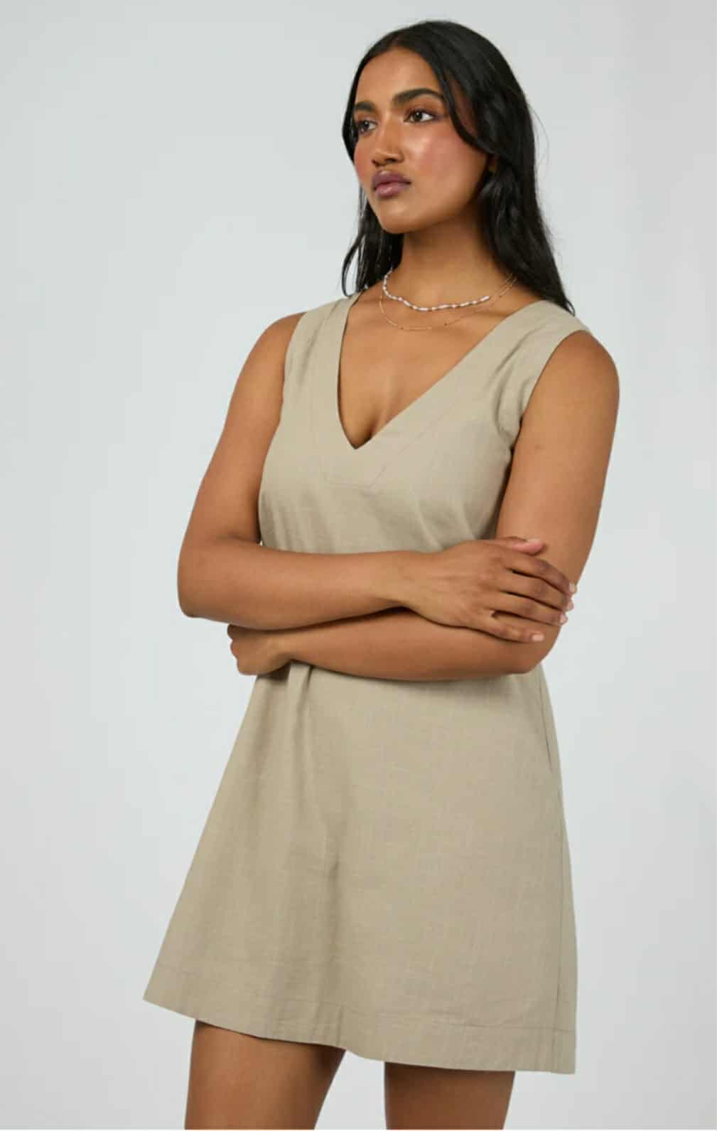 ALL ABOUT EVE Essential Mini Dress Stone